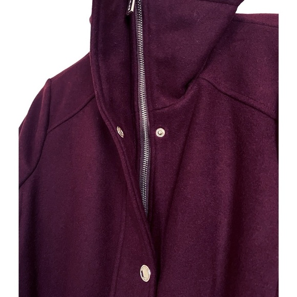 Michael Kors Womens Red Wine Full Zip Snap Belted Wool Blend Pea Coat Sz M New - Picture 6 of 12